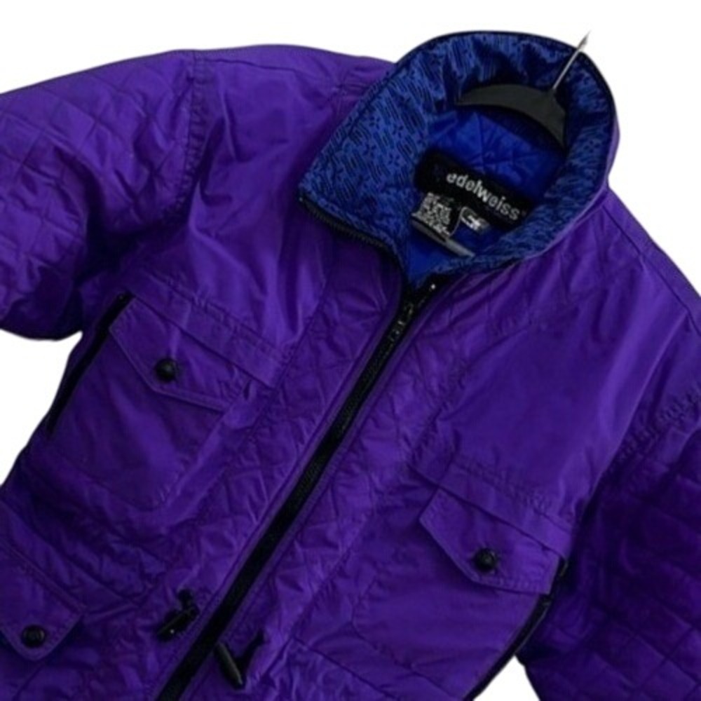 Edelweiss Purple Quilted Puffer Jacket Winter Coat‎ Ski kids Girls Large